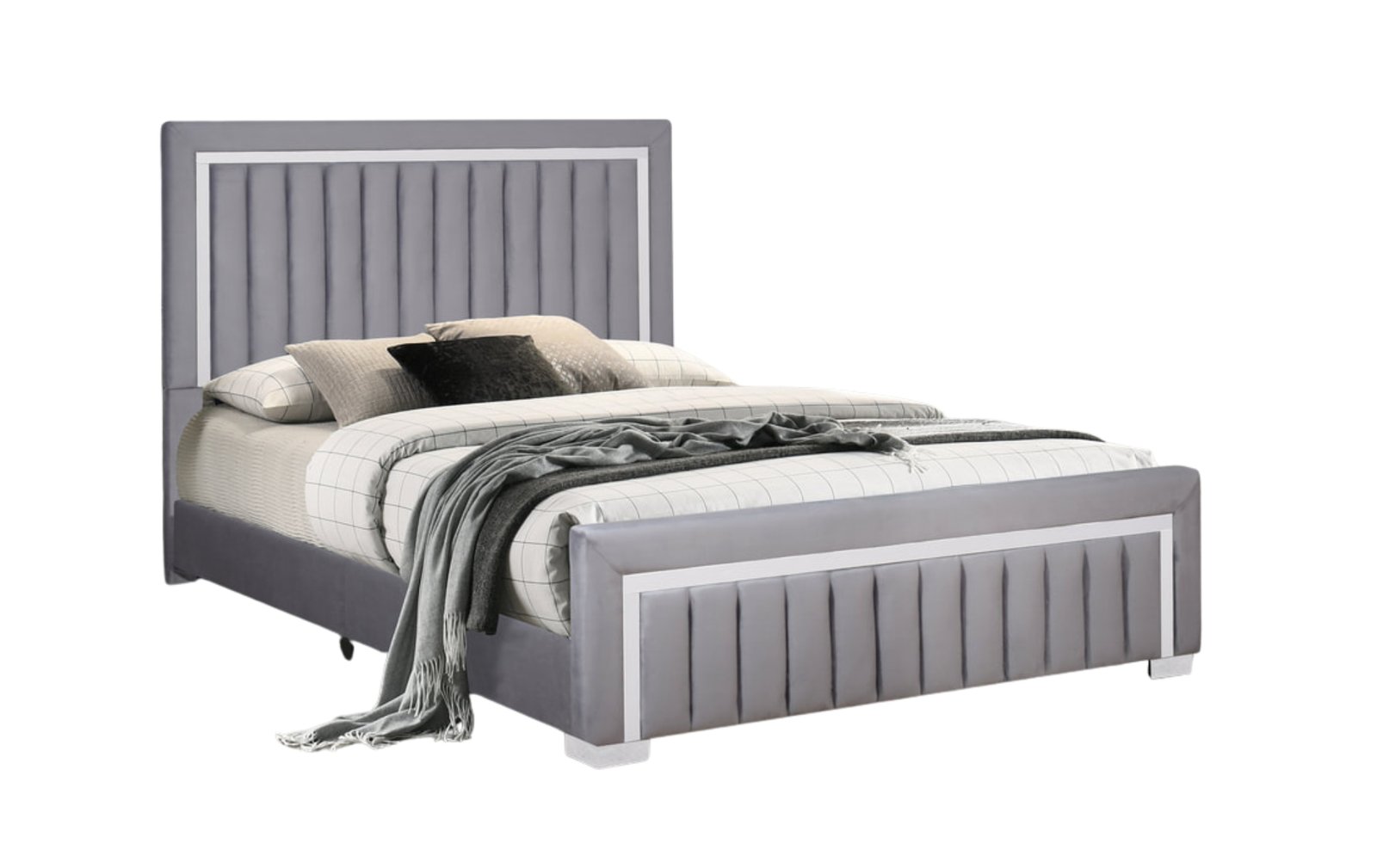 Gray Upholstered Full Bed