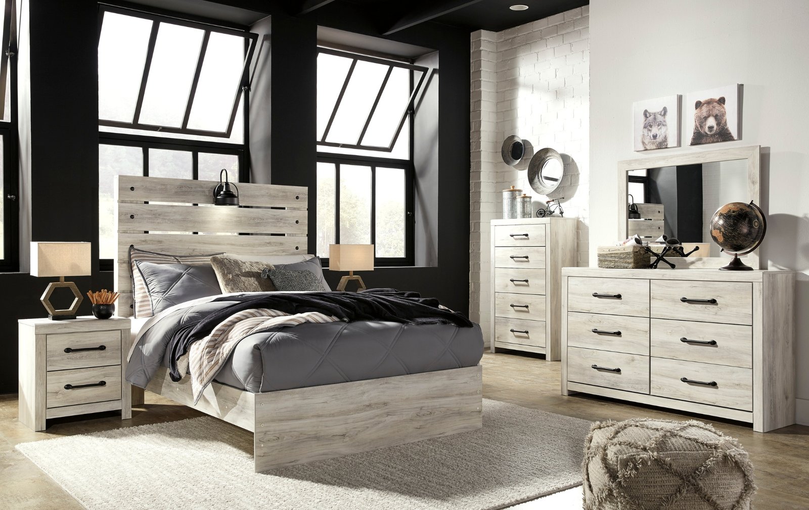 Cambeck Whitewash Full Panel Bedroom Set