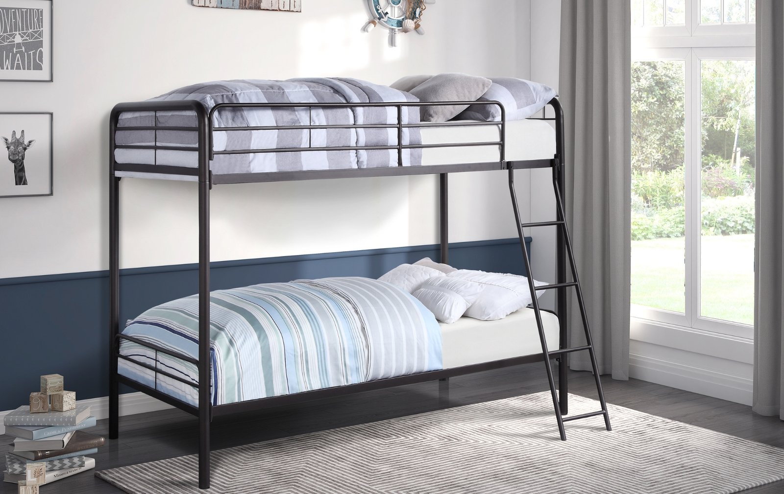 Lunar Twin-Over-Twin Metal Bunk Bed