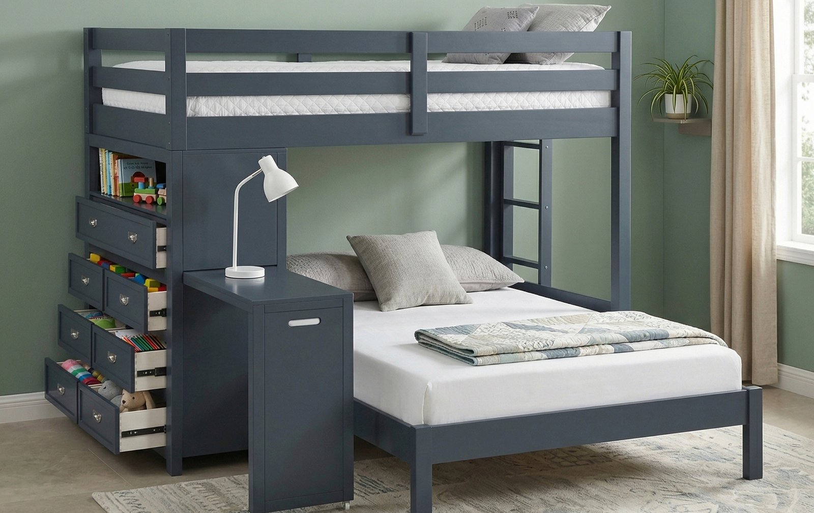 Delilah Bunk Bed with Desk and Storage