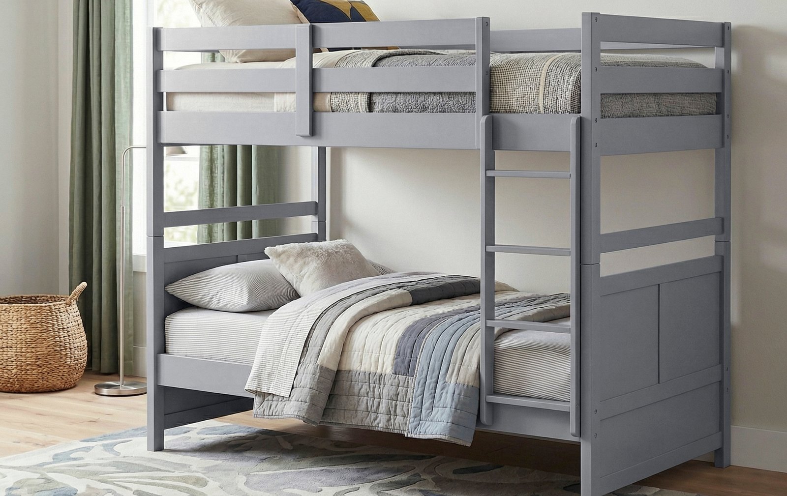 Marco Grey Twin-Over-Twin Bunk Bed