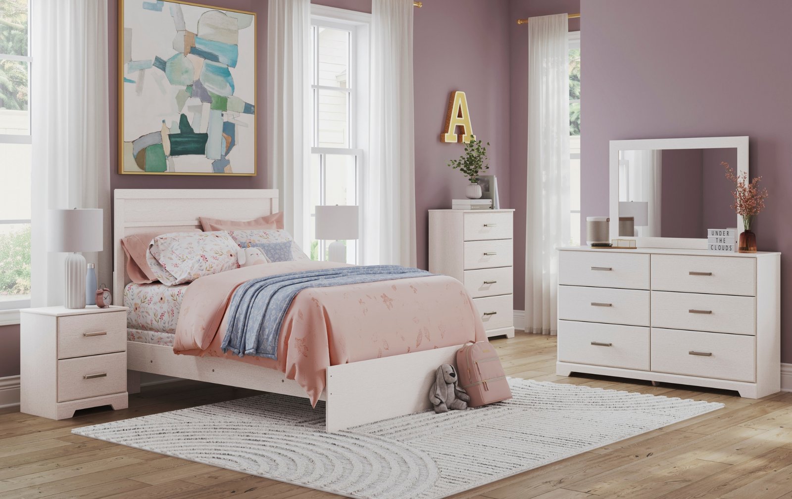 Stelsie White Full Panel Bedroom Set
