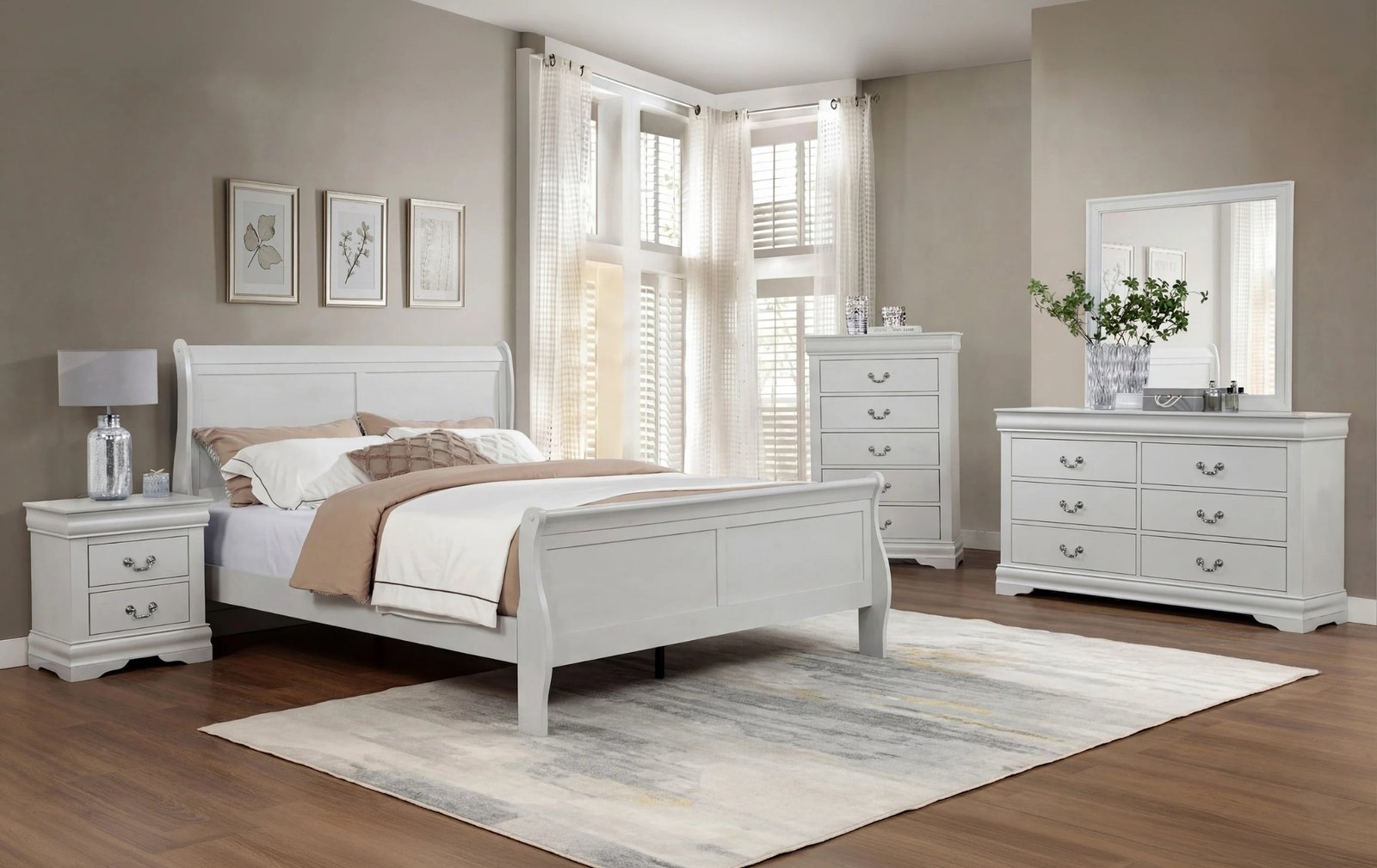 Louis White Twin Bedroom Set