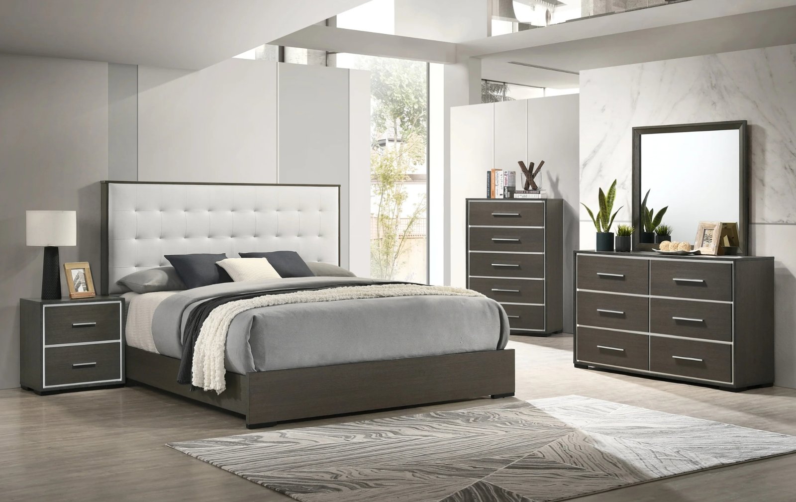 Sharpe Brown Upholstered Panel Full Bedroom Set