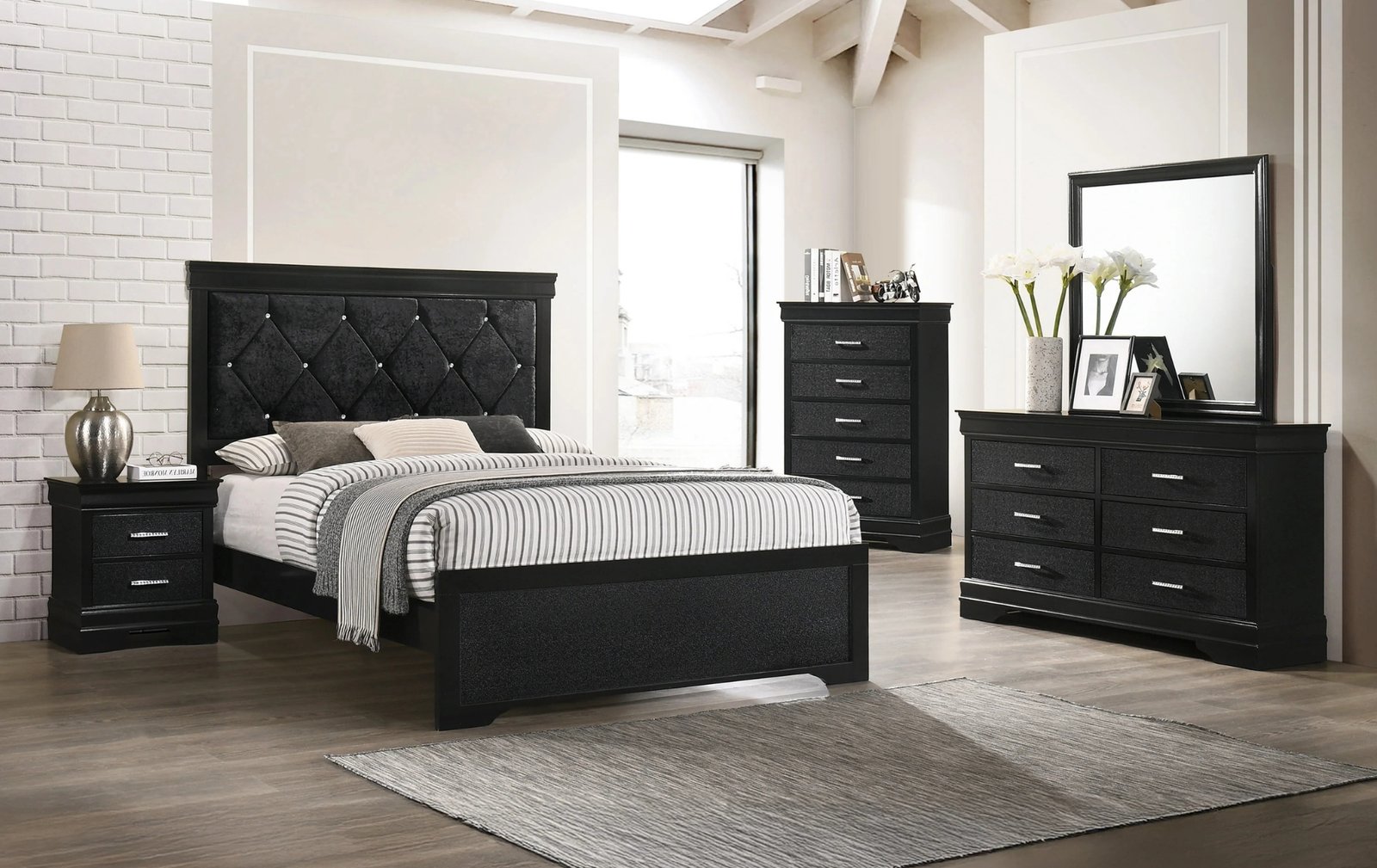 Amalia Black Panel Full Bedroom Set