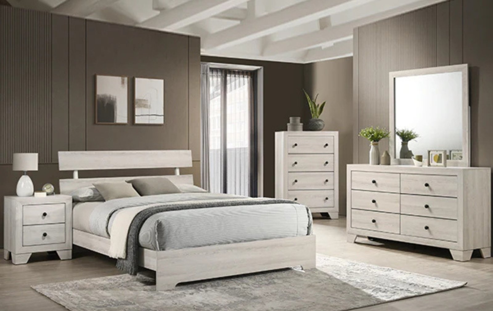 Atticus White Wash Twin Bedroom Set