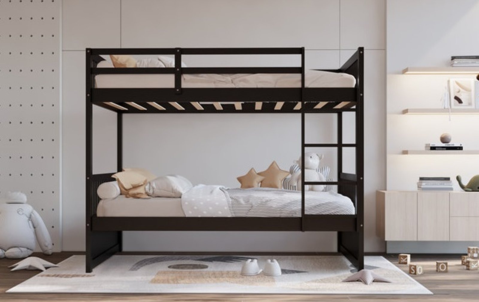 Twin Over Full Bunk Bed in Black