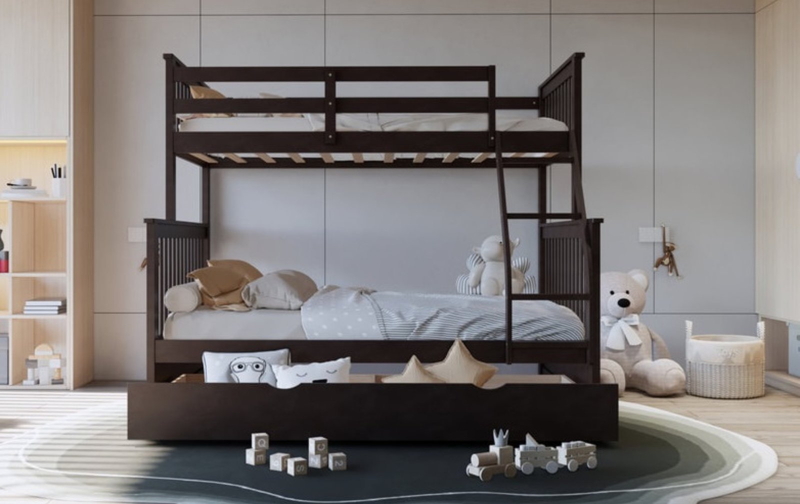 Twin-over-Full Bunk Bed with Trundle