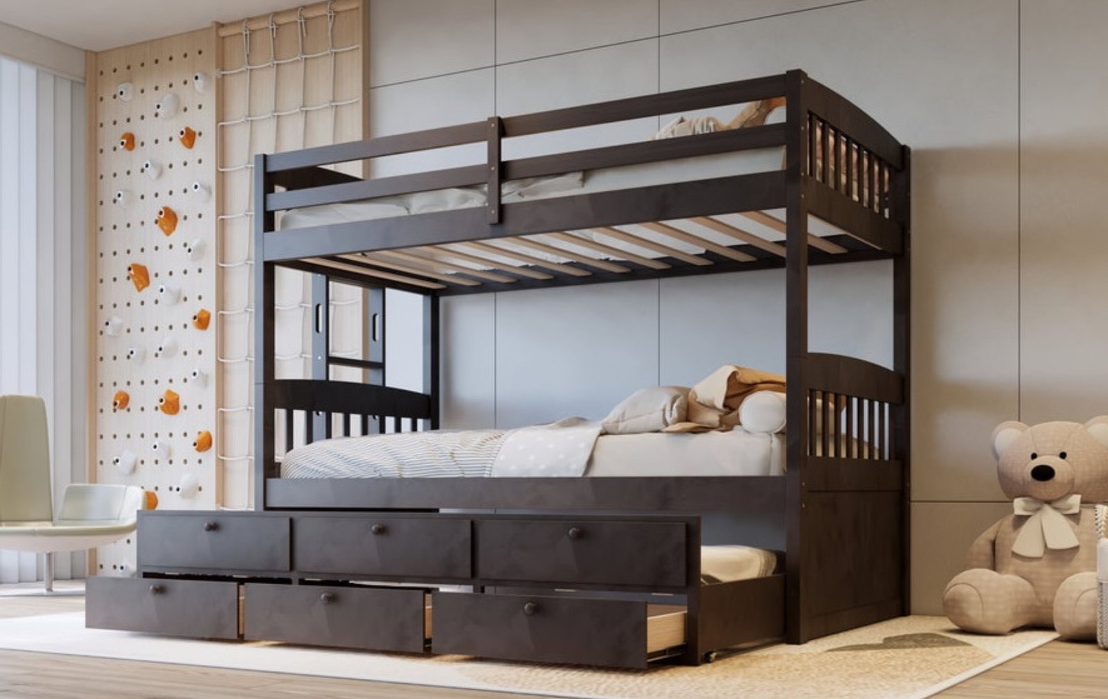 Bunk Bed with Storage Drawers and Trundle