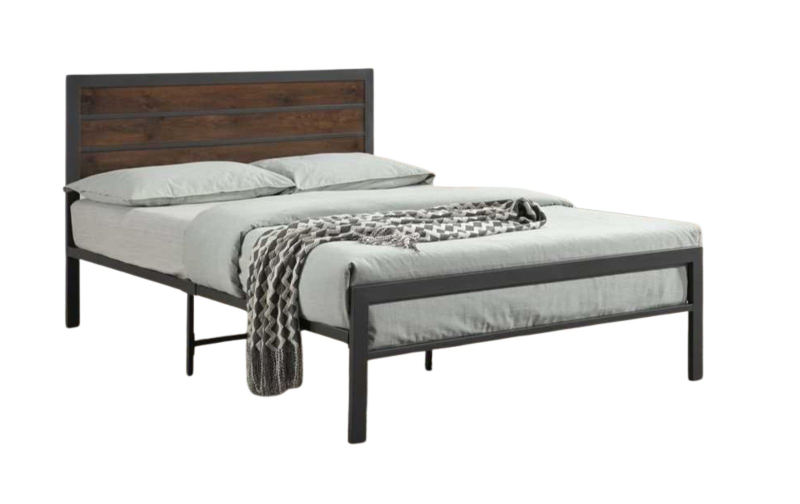 Brown & Black Metal Panel Full Bed