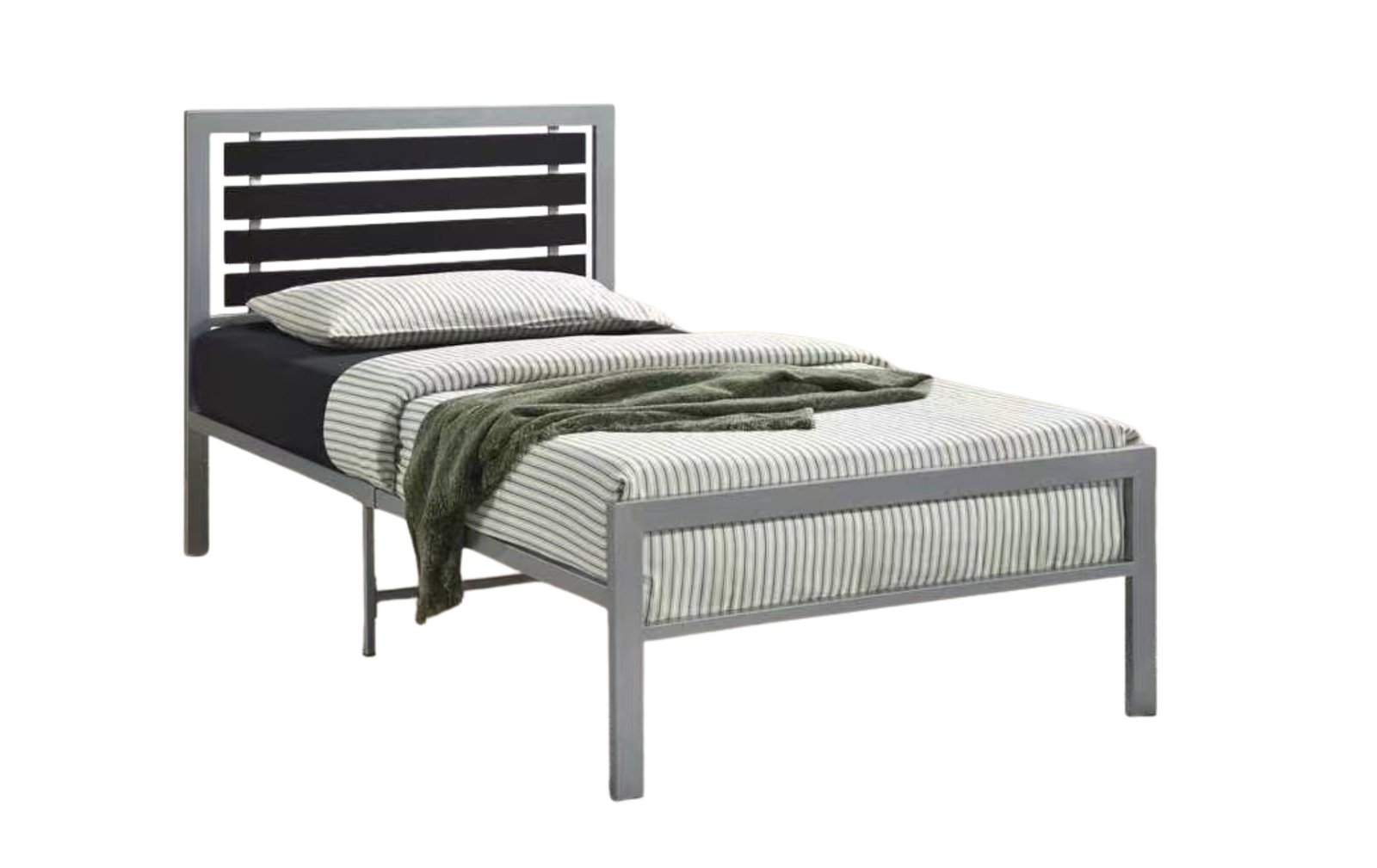 Gray & Black Metal Twin Bed