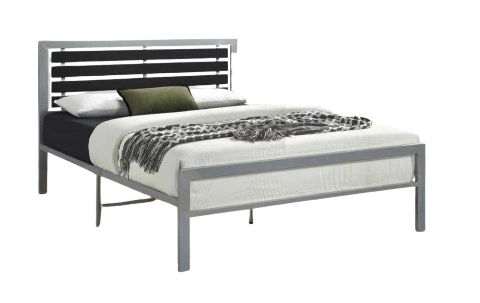 Gray & Black Metal Slat Full Bed