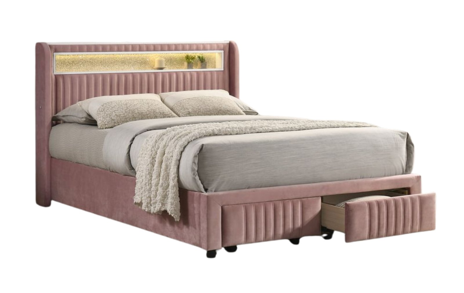 Cupid Pink LED Storage Full Bed
