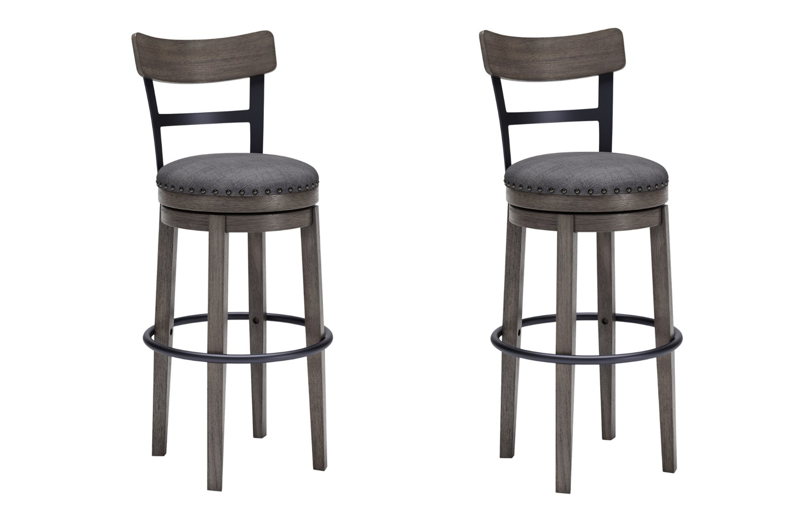 Caitbrook Gray Swivel Bar Stool Set of 2
