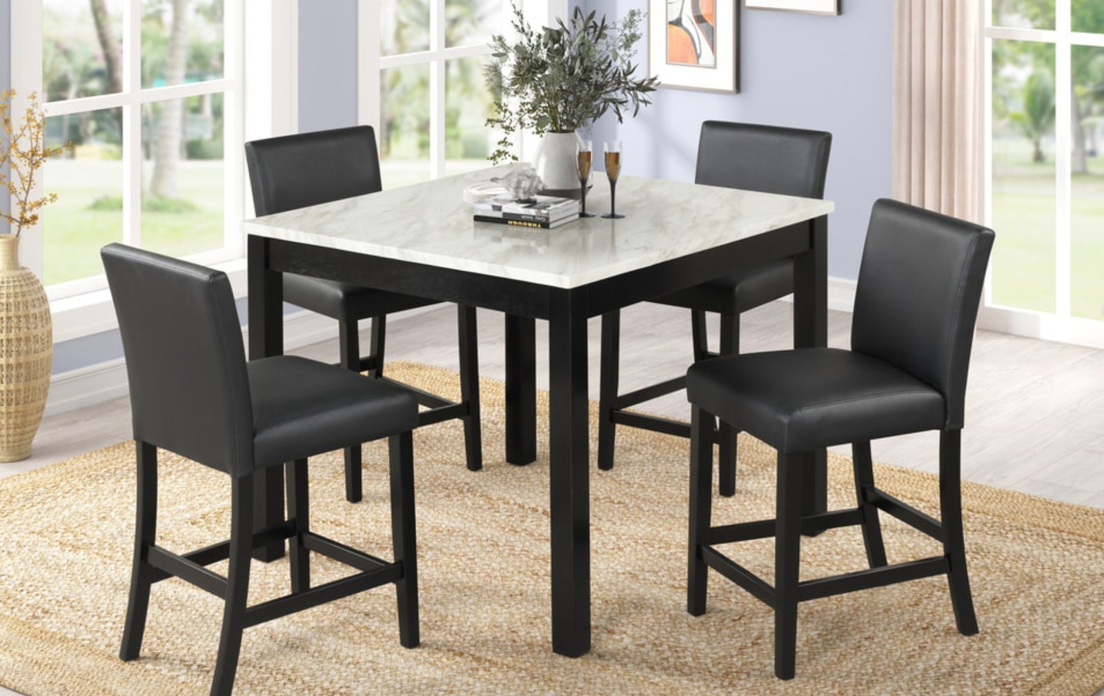 Dior WhiteCounter Height 5-Piece Dining Set
