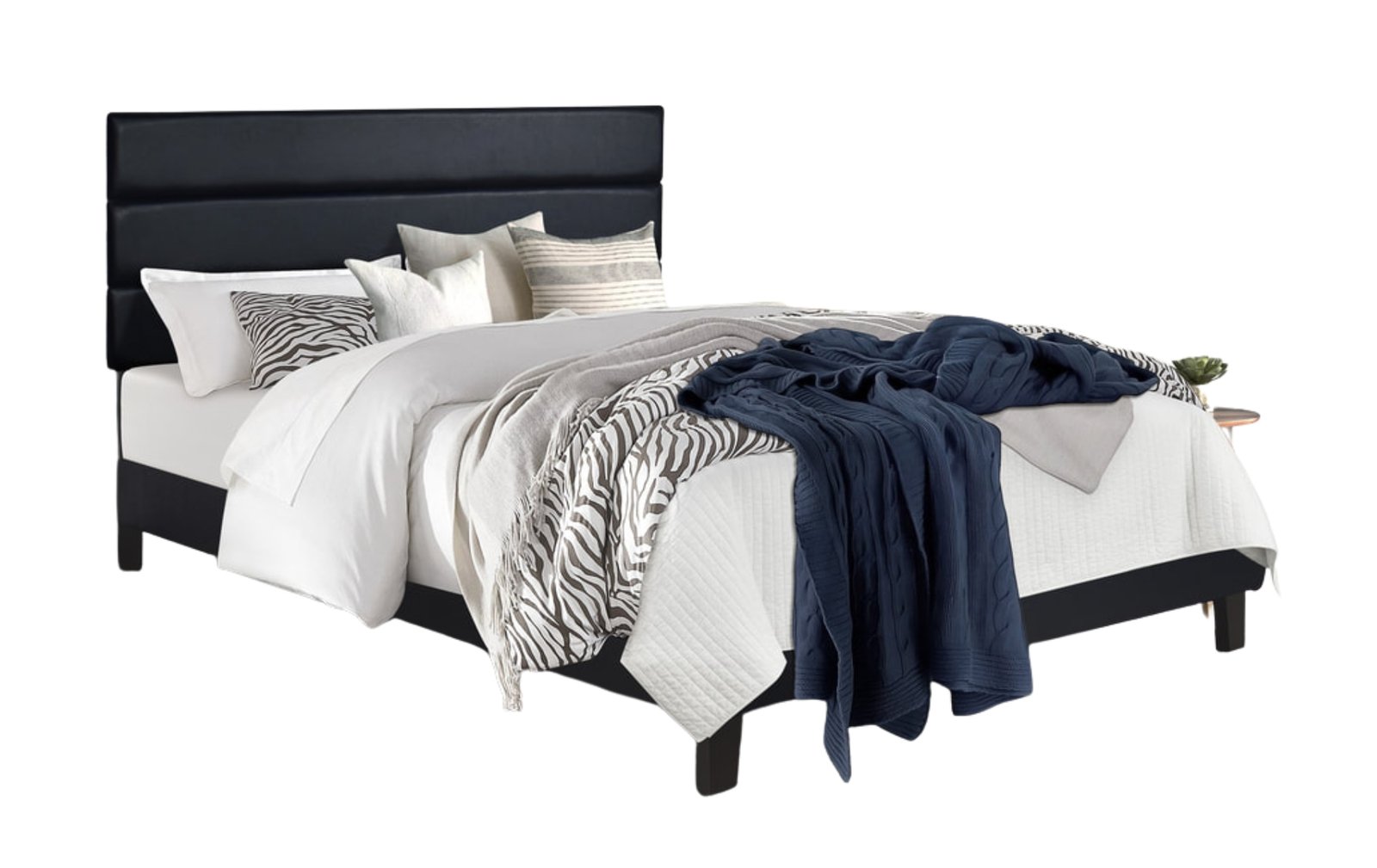 Black Upholstered Panel Full Bed