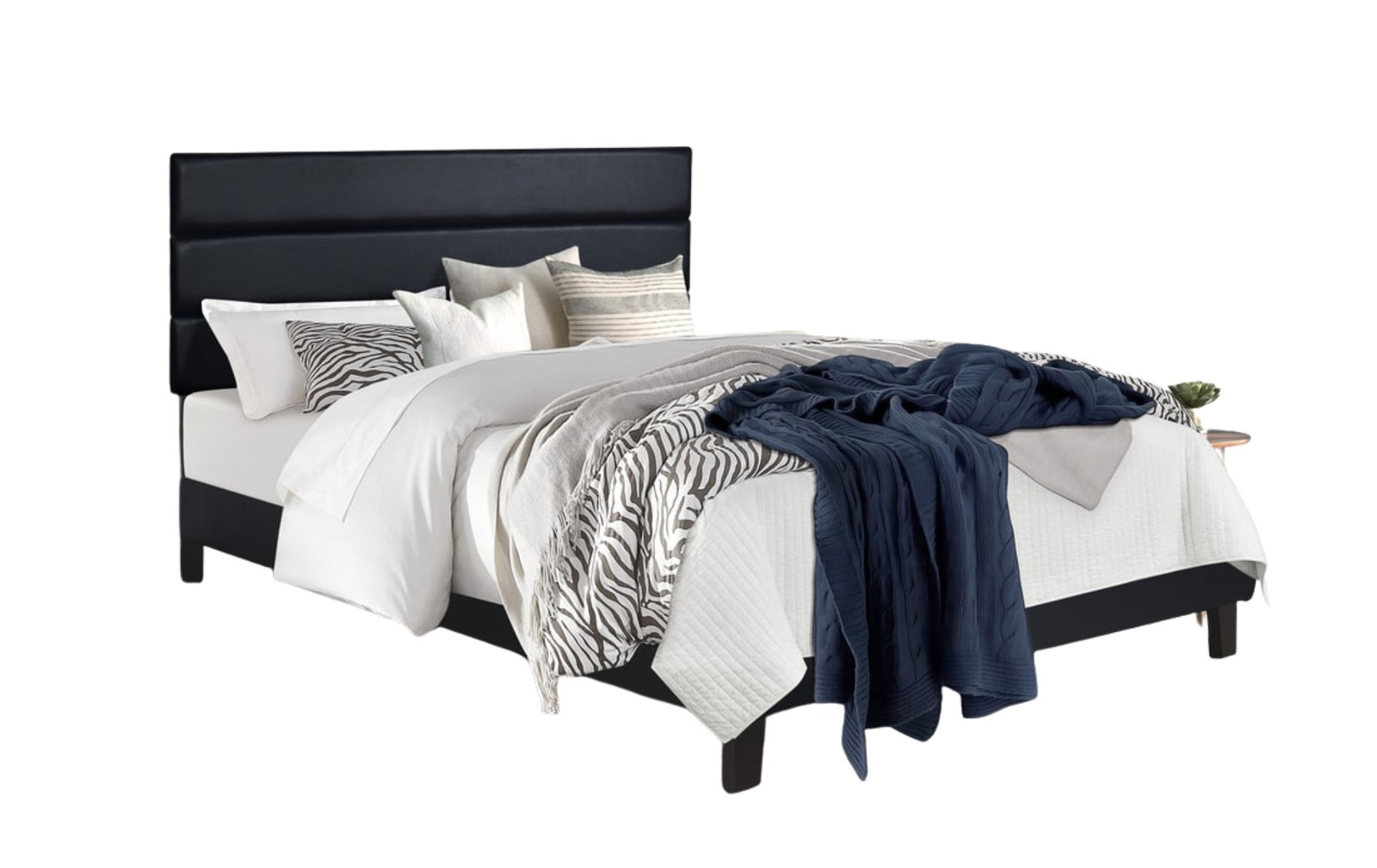Black Upholstered Panel Twin Bed